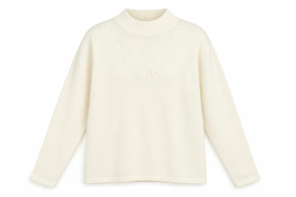 Front view of Bonmarché women’s ivory jumper, size M