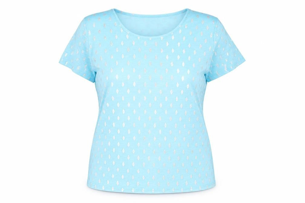 Front view of anna rose women’s blue basic t-shirt, size 2XL