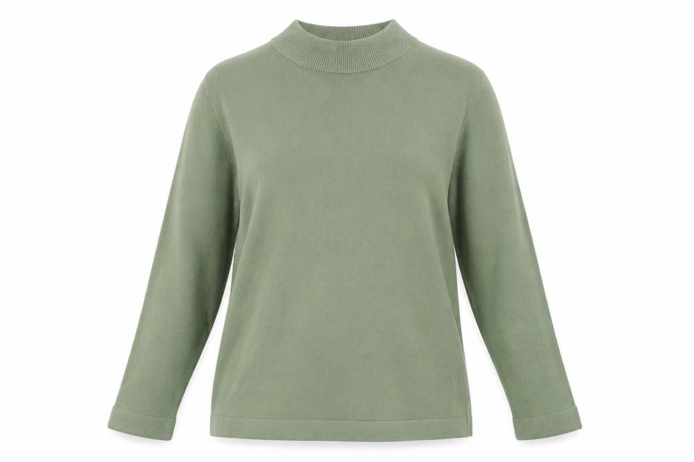Front view of Bonmarché women’s green jumper, size L