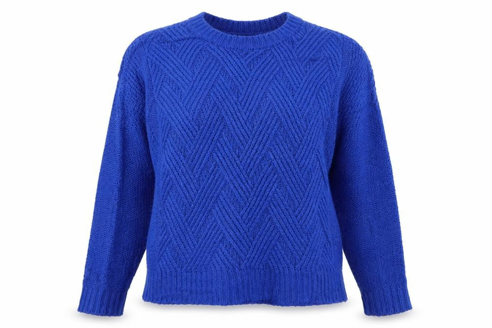Front view of New Look women’s blue jumper, size UK 8