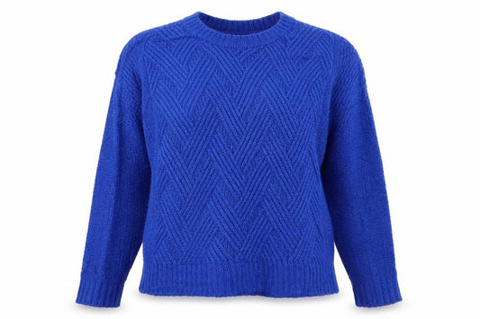 Front view of New Look women’s blue jumper, size UK 8
