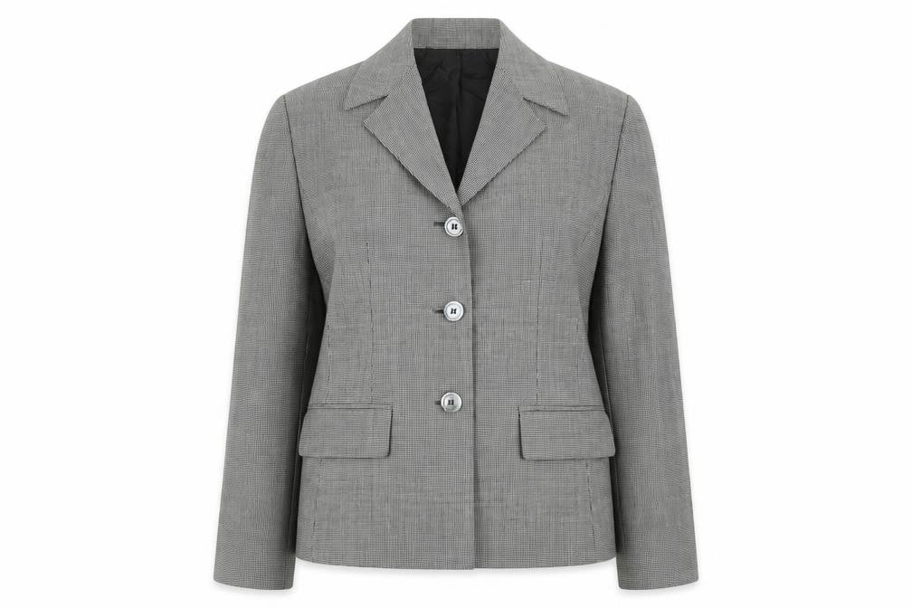 Front view of Preworn women’s beige jacket blazer, size UK 16