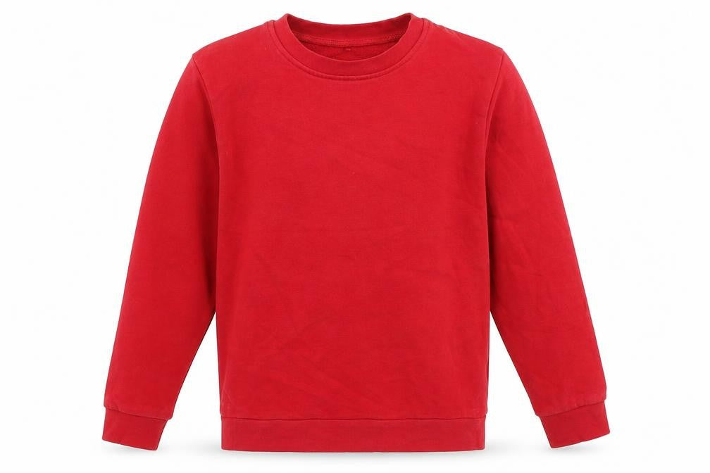 Front view of George boys’ red pullover sweatshirt, size 10-11, years