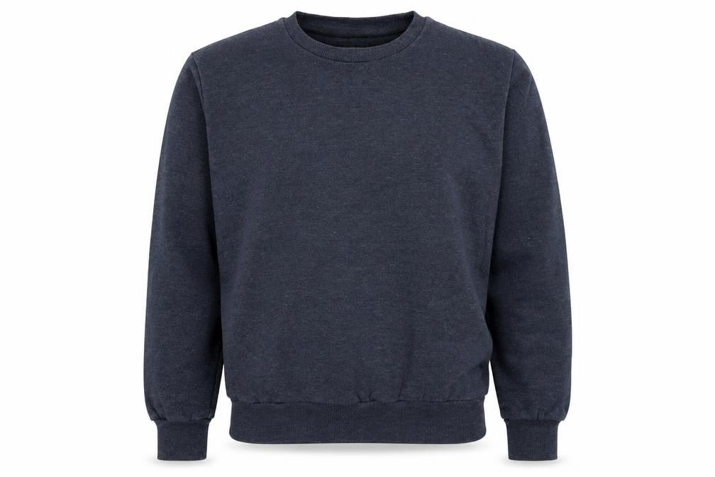 Front view of Primark men’s blue pullover sweatshirt, size XS