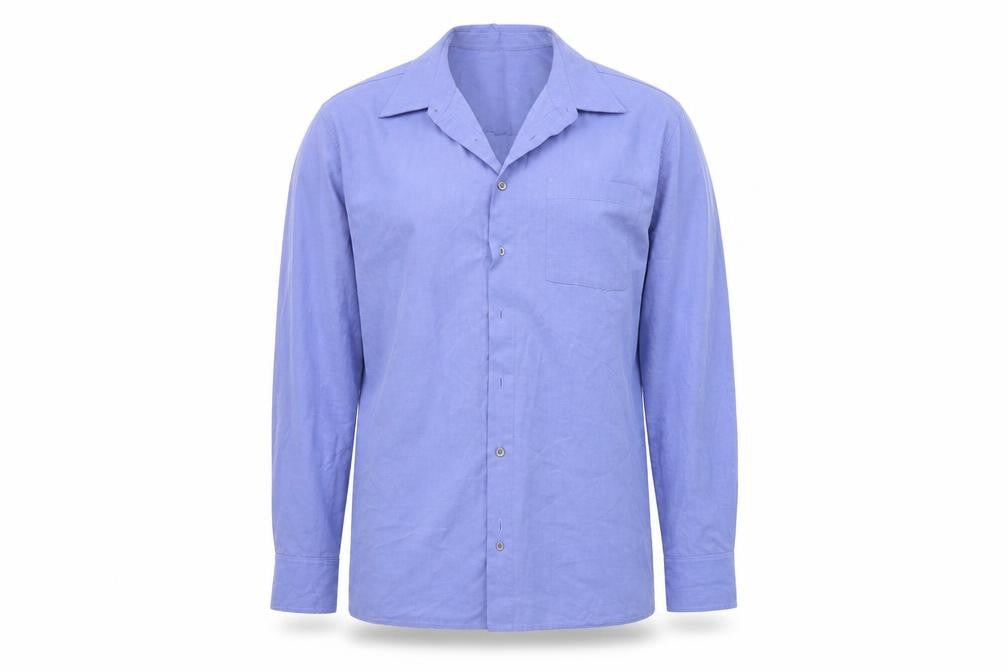 Front view of River Island men’s blue button-up, size L