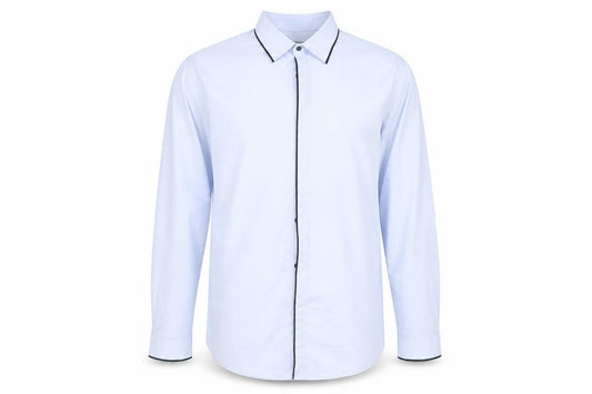 Front view of Primark men’s blue button-up, size XL