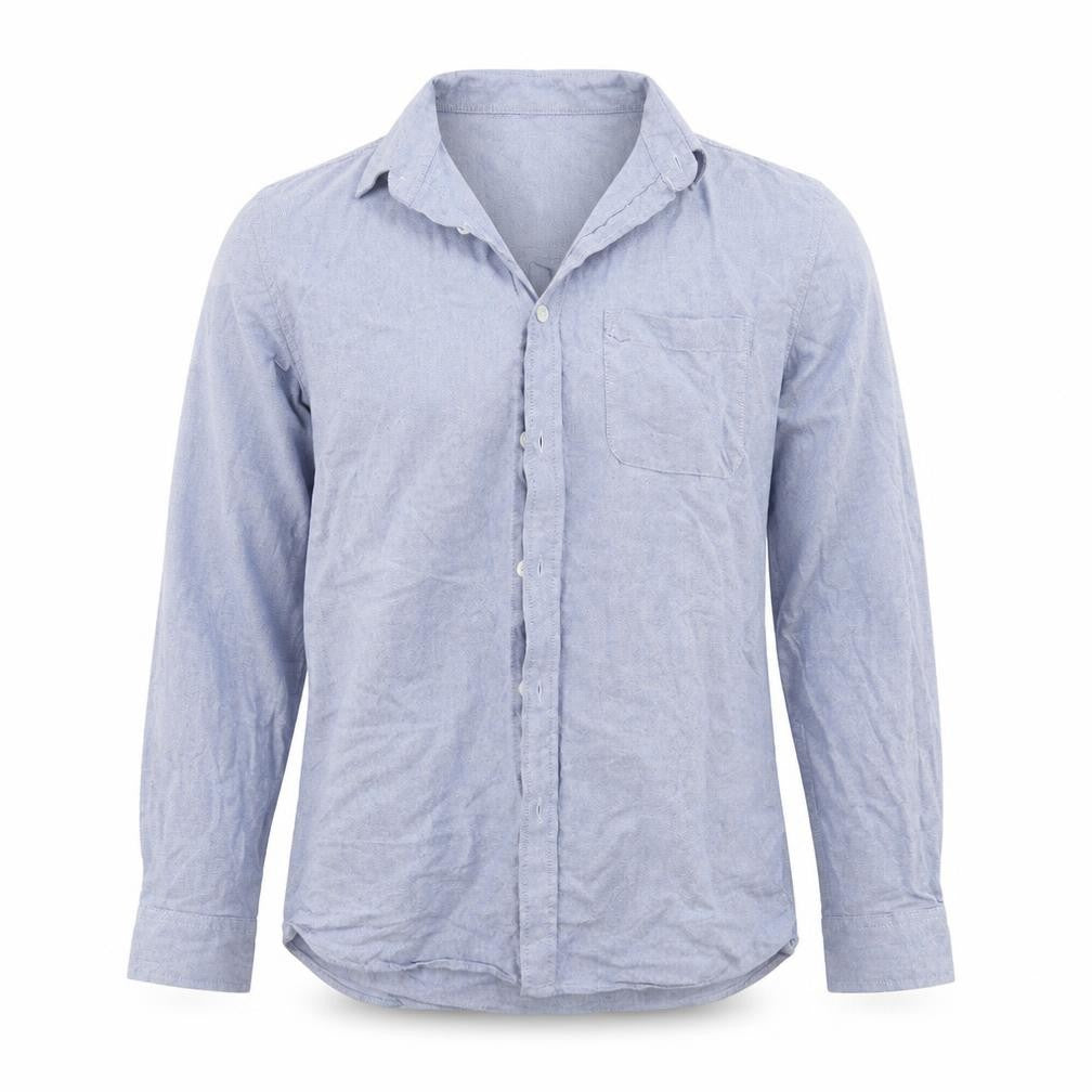 Front view of Onfire men’s blue button-up, size M