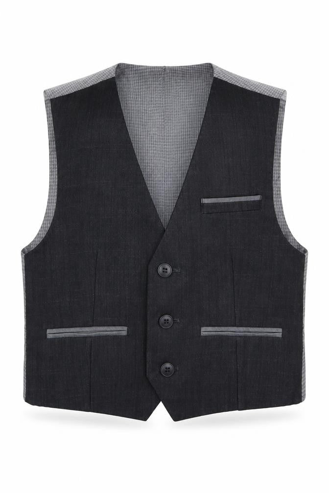 Front view of Next boys’ grey jacket waistcoat, size 4, years
