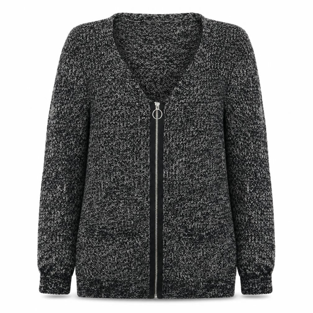 Front view of Papaya women’s black jacket coatigan, size M