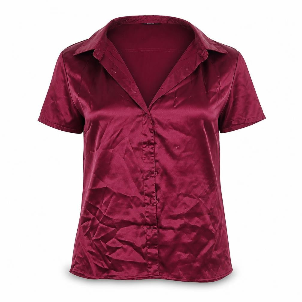 Front view of Marks & Spencer women’s pink basic button-up, size UK 12
