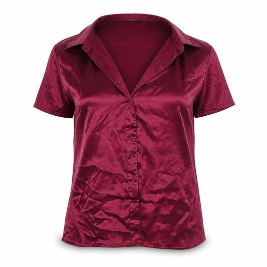 Front view of Marks & Spencer women’s pink basic button-up, size UK 12