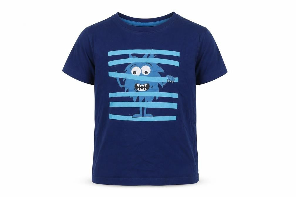 Front view of lily & dan boys’ blue basic t-shirt, size 8, years