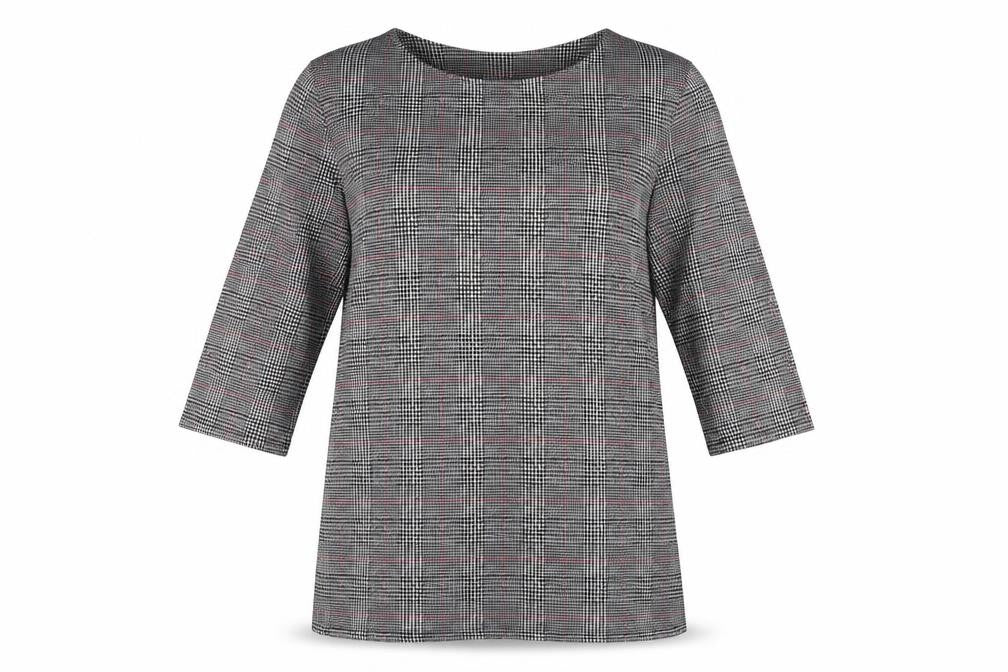 Front view of F&F women’s grey check a-line, size UK 10