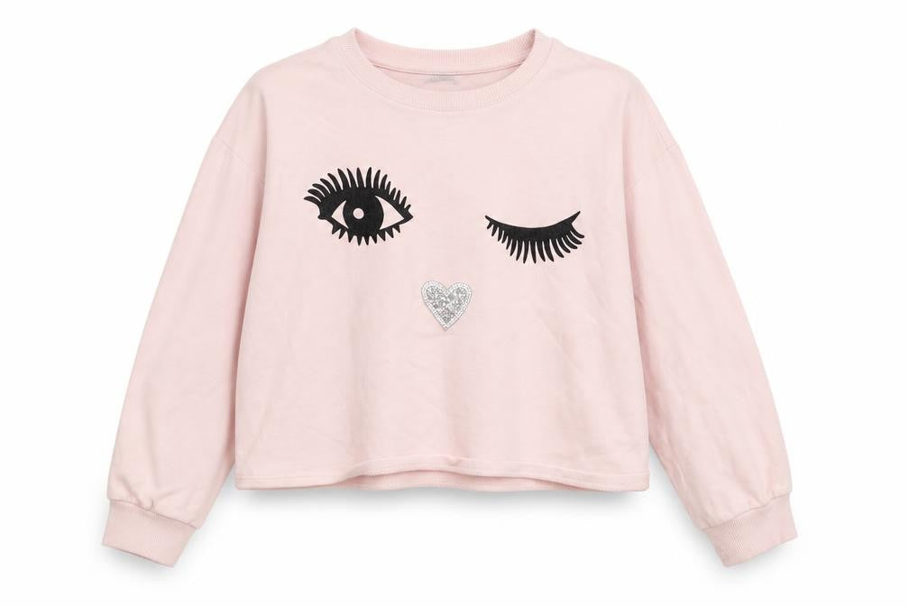 Front view of River Island girls’ pink pullover sweatshirt, size 10, years