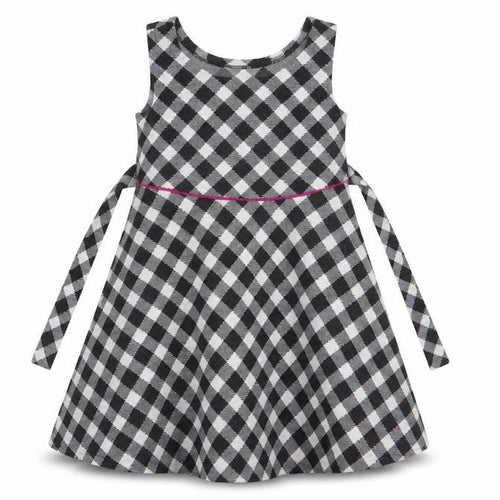 Ashley Annn Girls Black Check  Fit & Flare  Size 6 Years