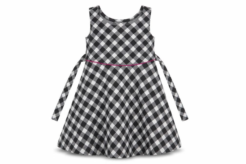 Ashley Annn Girls Black Check  Fit & Flare  Size 6 Years