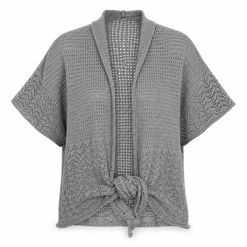 JW Womens Grey   Cardigan Jumper Size L  - open knit tie front