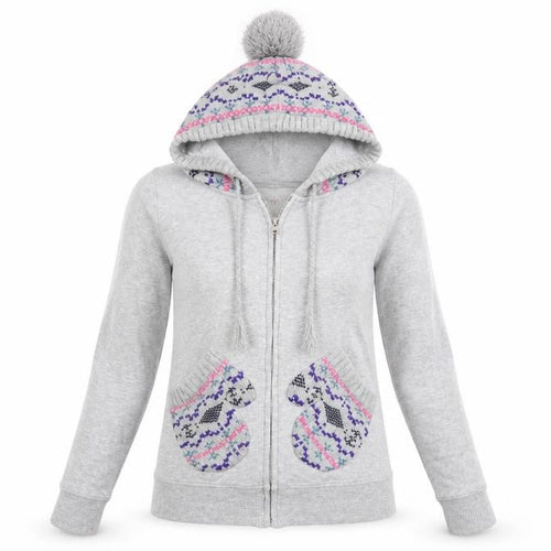 G Blend Womens Grey Geometric  Full Zip Hoodie Size XS  - Knitted hood and pockets