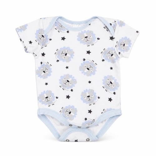 Moon & Stars Baby Blue Animal Print  Romper One-Piece Size 0-3 Months