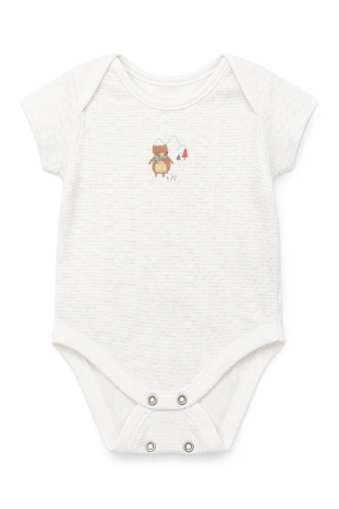 Lullaby Boys Green Striped  Romper One-Piece Size 3-6 Months  - Bear Logo