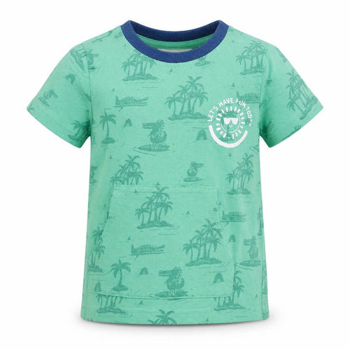 George Boys Green Floral  Basic T-Shirt Size 12-18 Months  - Palm Trees and Dragons