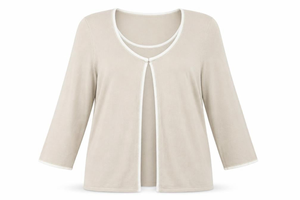 Front view of Marks & Spencer women’s brown cardigan jumper, size UK 16
