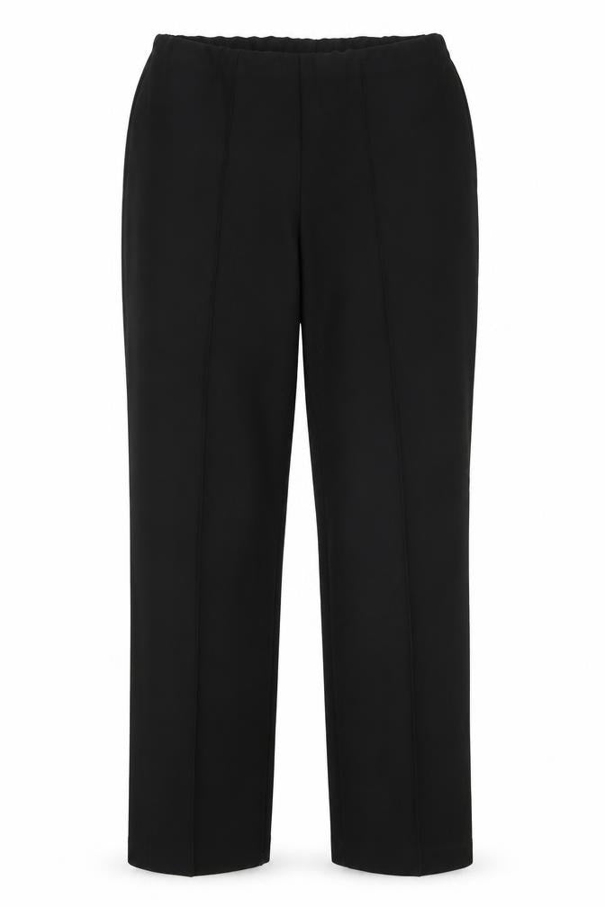 Front view of Mia Moda women’s black trousers, size UK 10, 28-inch leg