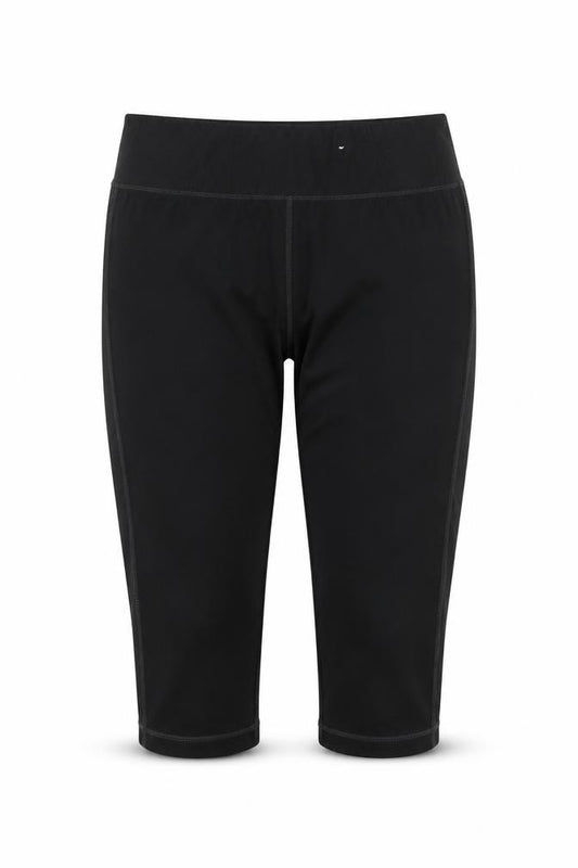 Front view of Athlete works women’s black biker shorts, size M