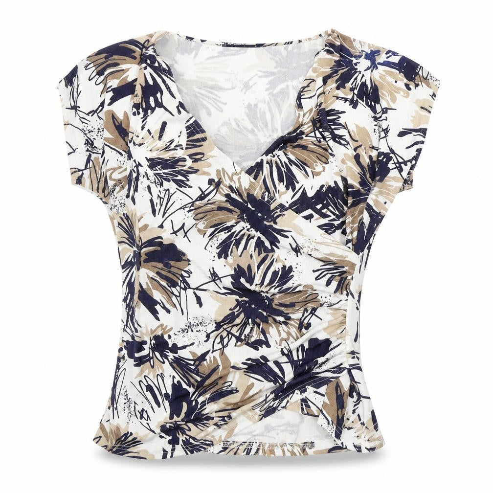 Front view of Reflections women’s multicoloured floral basic blouse, size XL
