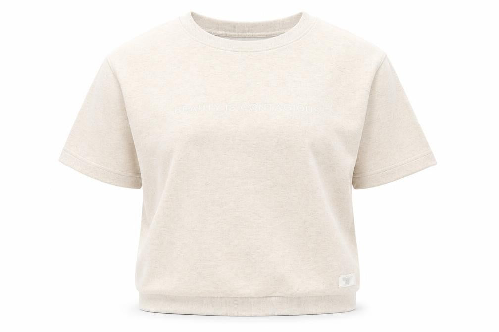 Front view of INSOMNIA women’s beige jumper, size M