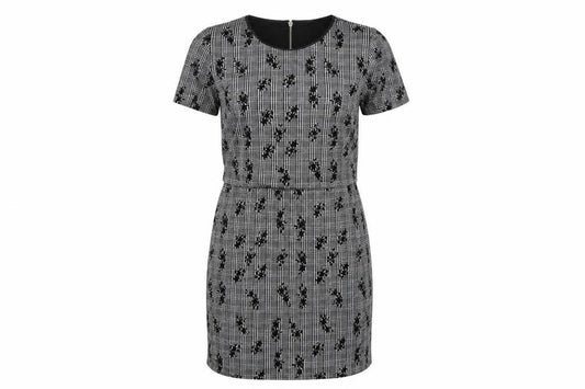 Front view of Oasis women’s grey floral bodycon, size L