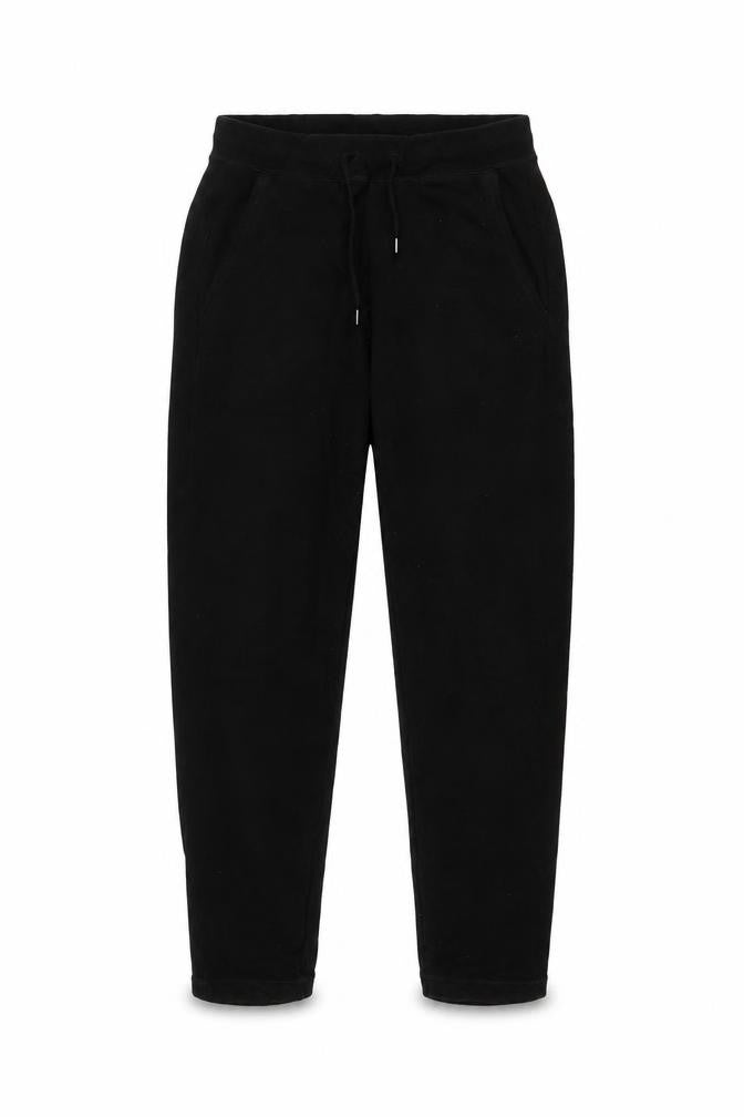 Front view of Uni men’s black sweatpants, size S, 28-inch leg