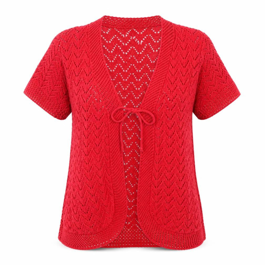 Destiny Womens Red  Knit Cardigan Jumper Size S