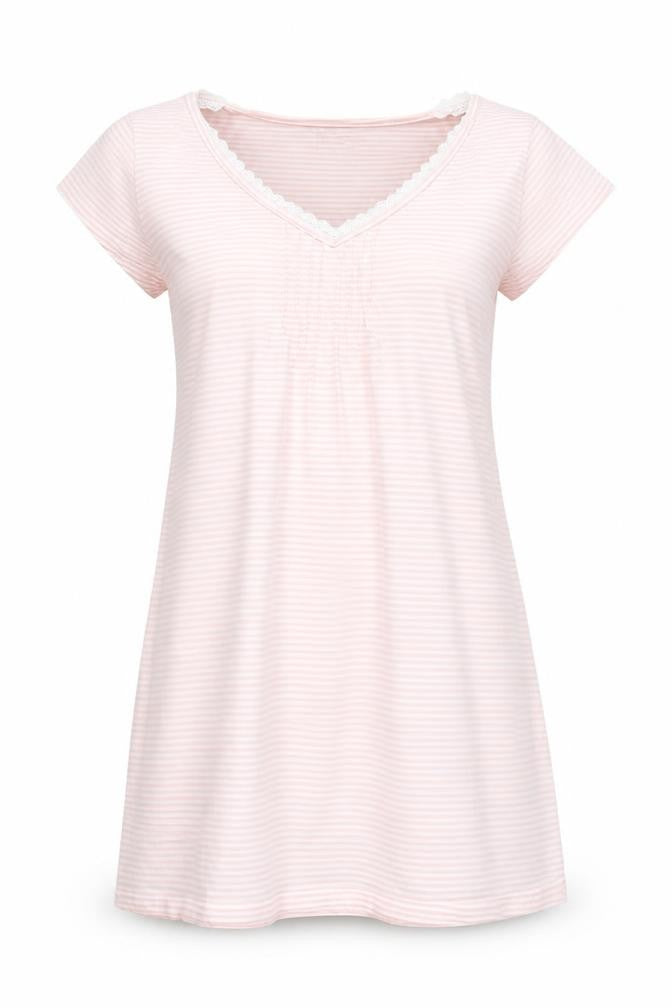 Front view of Matalan women’s pink striped top one piece, size M