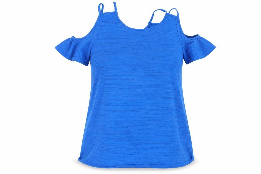 Front view of Papaya women’s blue tunic blouse, size UK 10