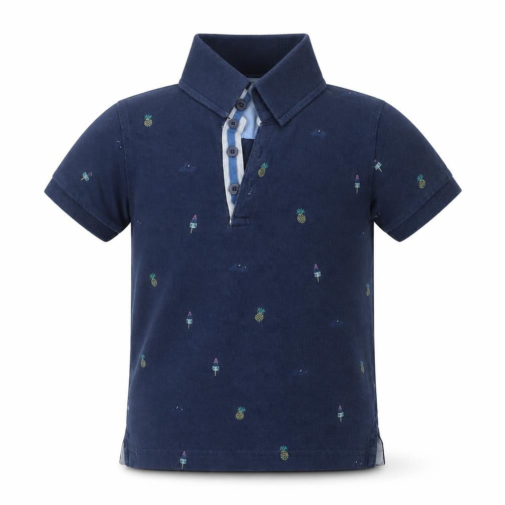 Marks & Spencer Boys Blue Geometric  Basic Polo Size 2-3 Years