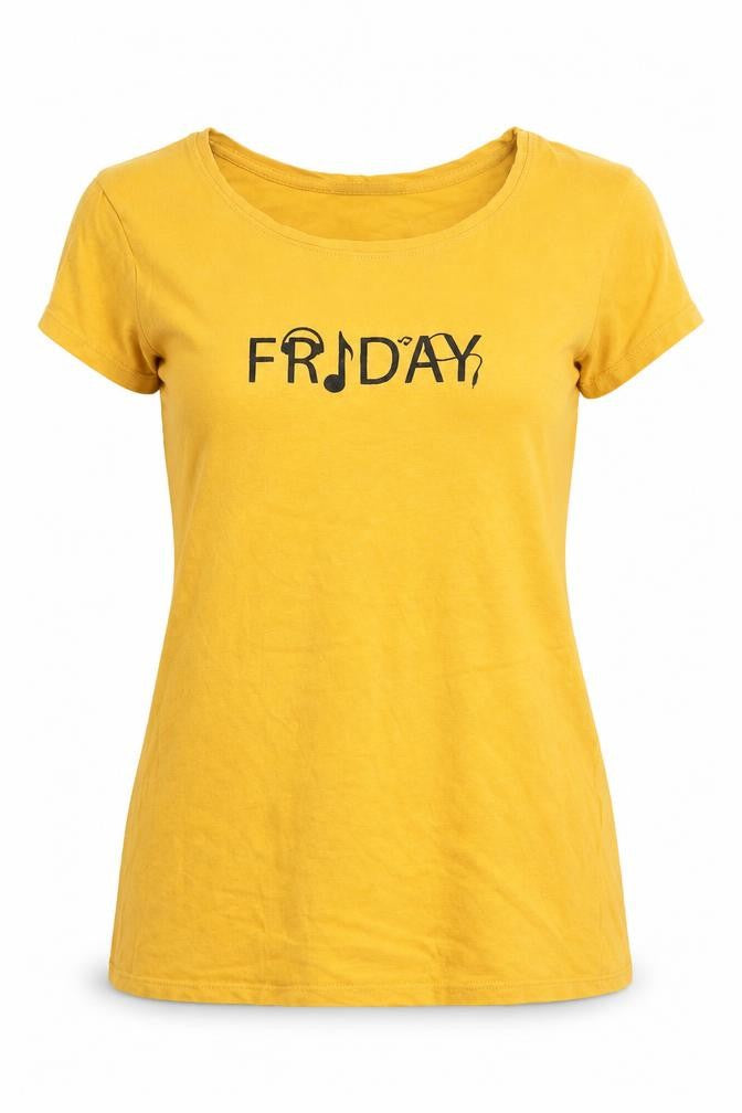 Front view of Terranova women’s yellow basic t-shirt, size XL