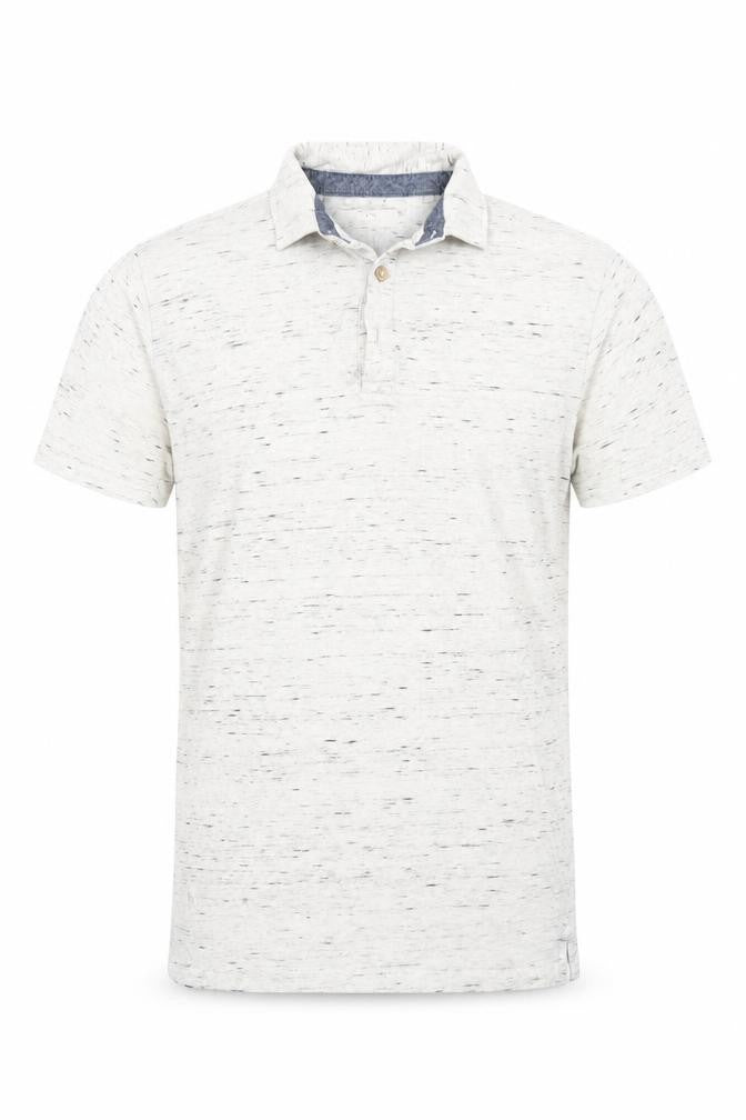 Front view of ACW85 men’s beige polo, size S