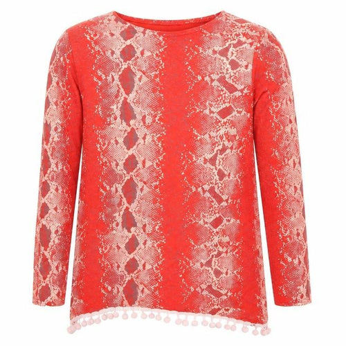 MissLook Girls Red Animal Print  Pullover Jumper Size 11-12 Years