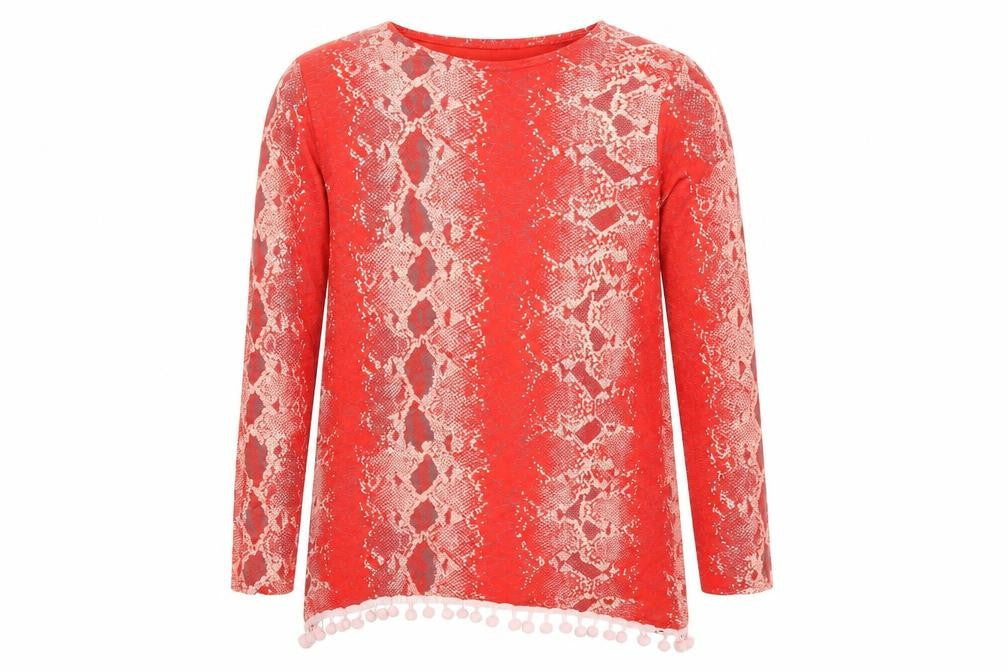 MissLook Girls Red Animal Print  Pullover Jumper Size 11-12 Years
