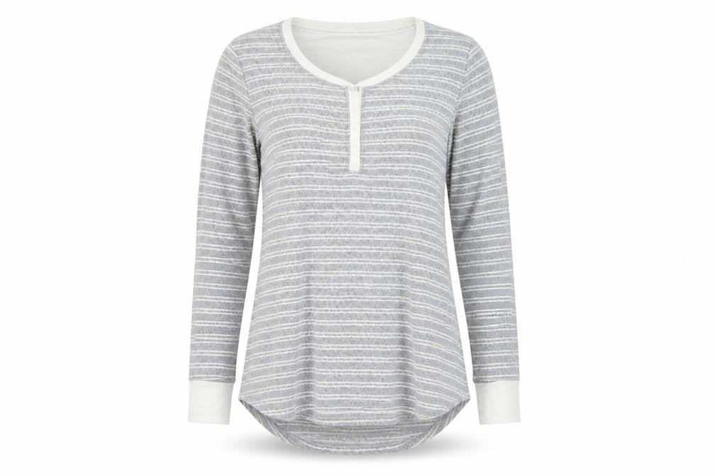 Preworn Womens Grey Striped  Babydoll Pyjama Top Size S