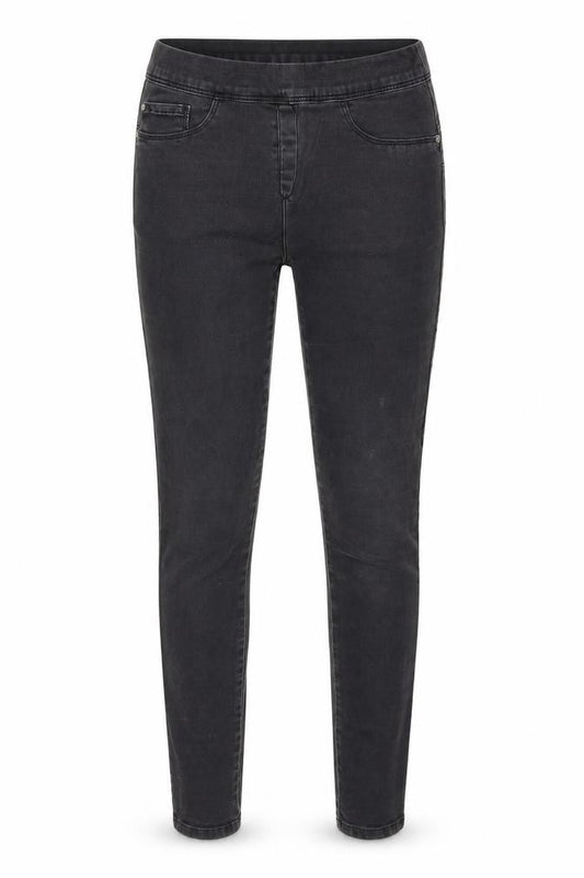 Front view of Next women’s grey denim skinny jeans, size UK 12, 28-inch leg