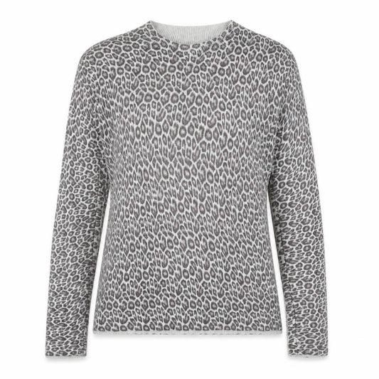 Front view of Atmosphere women’s green animal print knit jumper, size UK 6