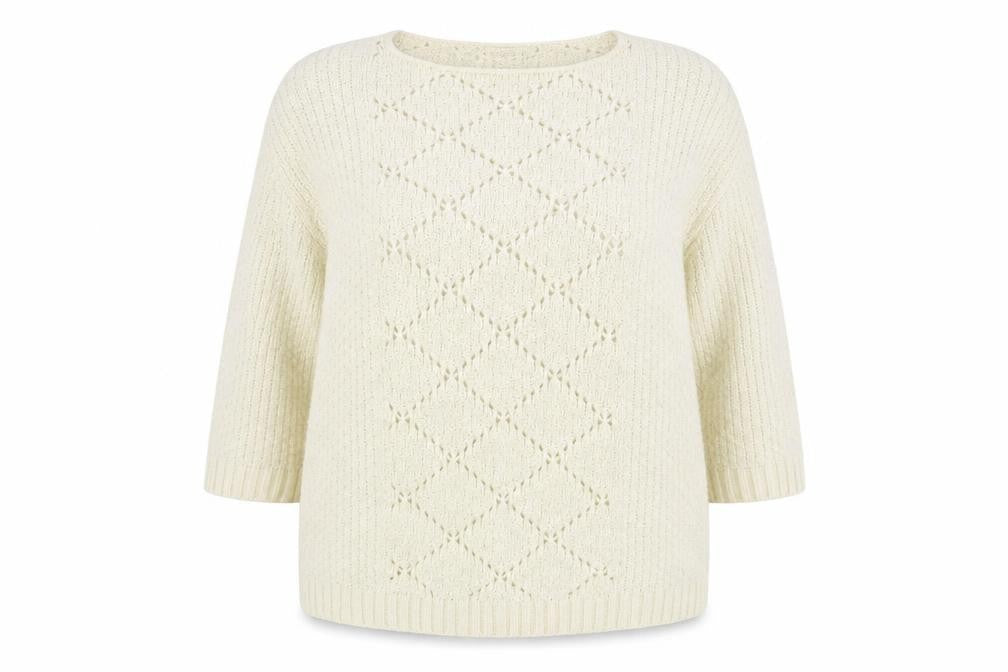 Front view of M&Co women’s ivory knit jumper, size UK 20