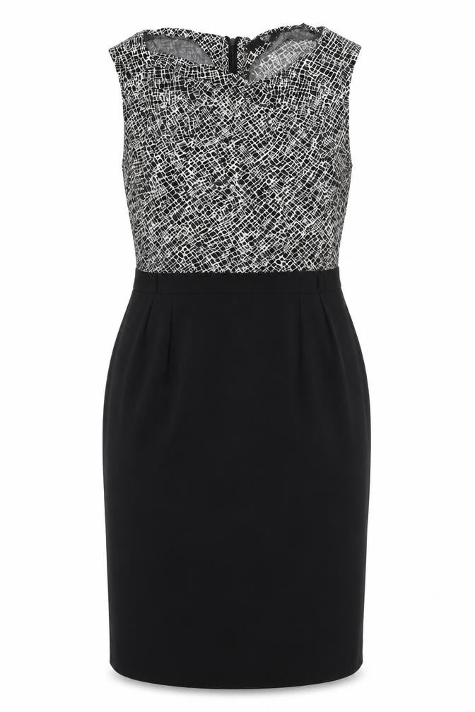 Front view of BHS women’s multicoloured geometric fit & flare, size UK 20