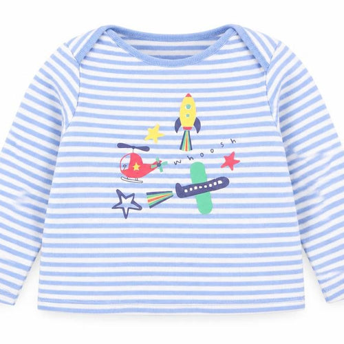 F&F Boys Multicoloured Striped  Babydoll Pyjama Top Size 18-24 Months