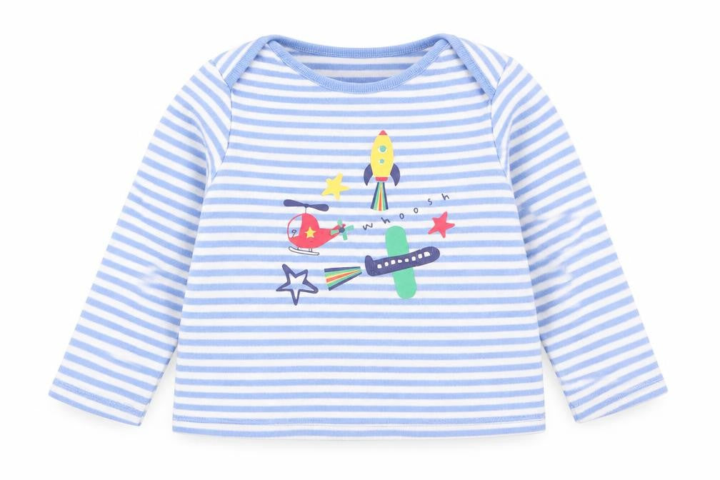 F&F Boys Multicoloured Striped  Babydoll Pyjama Top Size 18-24 Months