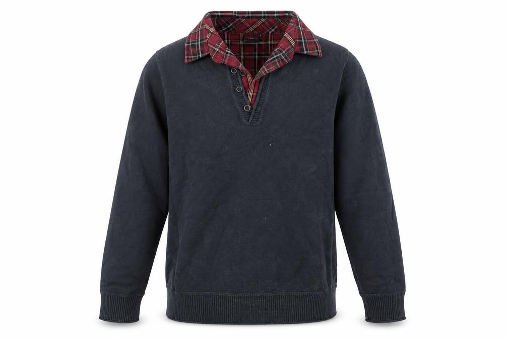 Front view of north coast men’s blue jumper, size S