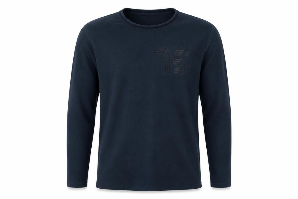 Front view of Primark men’s blue pullover sweatshirt, size M