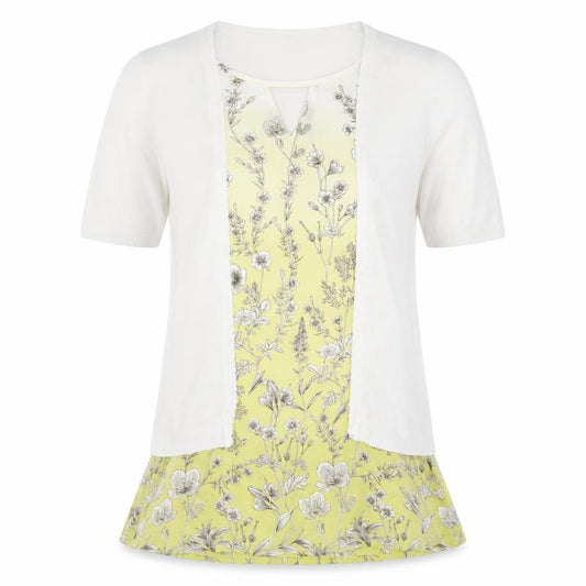 Front view of Next women’s multicoloured floral basic t-shirt, size UK 8